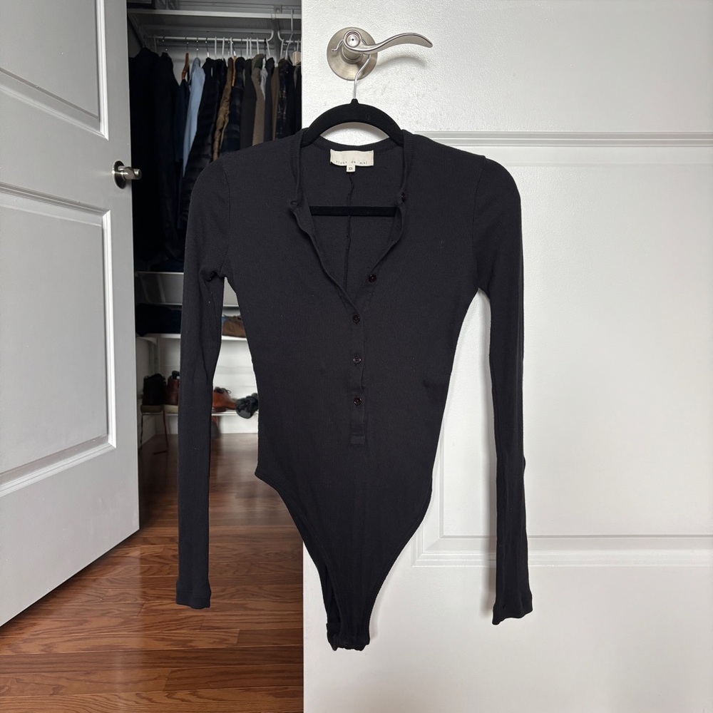 Fleur du Mal Black Long Sleeve Bodysuit